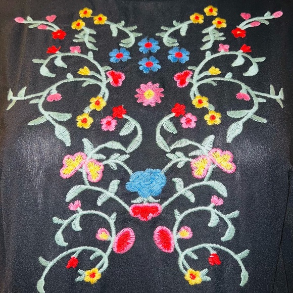 Little Black Dress with Flutter Sleeves & Embroidery - Picture 4 of 7